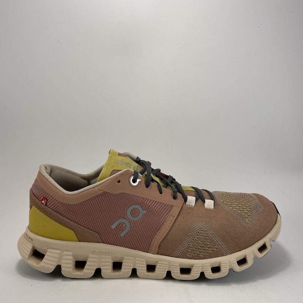 On Cloud X 2 Running Shoes Womens Size 8 Mocha Sand Pink Lace Up Athletic